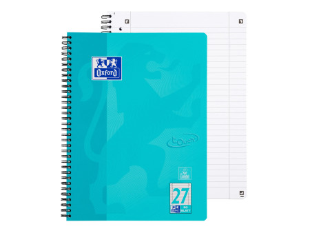 Oxford cahier Touch, A4+, ligné, 160 pages, bleu aqua