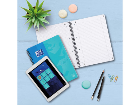 Oxford cahier Touch, A4+, ligné, 160 pages, bleu aqua