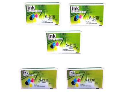 Pack 5 cartouches compatible Samsung INK-C210 + INK-M210/M215 (3 NOIR + 2 COULEUR)