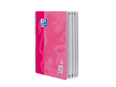 Oxford Cahier Touch, A4+, quadrillé, 160 pages, rose