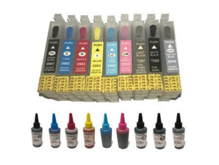 Cartouches rechargeables EPSON R2880 (+ 9 x 100ml d'encre)