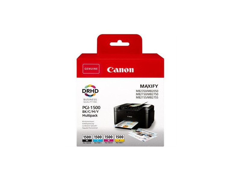 Canon PGI-1500 BK/C/M/Y Original Noir, Cyan, Magenta, Jaune Multipack