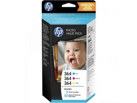 Multipack HP 364 C/M/Y + papier photo 10x15 (50 feuilles)