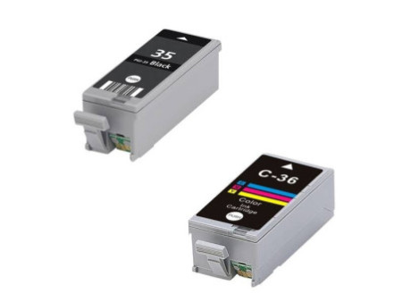 Lot de 2 cartouches compatibles Canon PGI-35BK + CLI-36C