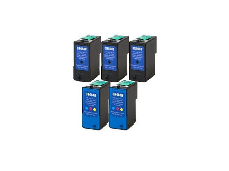 Lot de 5 cartouches compatibles DELL M4640 M4646 (3 BK + 2 COLOR)