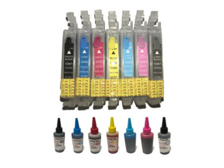 Cartouches rechargeables EPSON Photo 2100 2200 (+ 7 x 100ml d'encre)