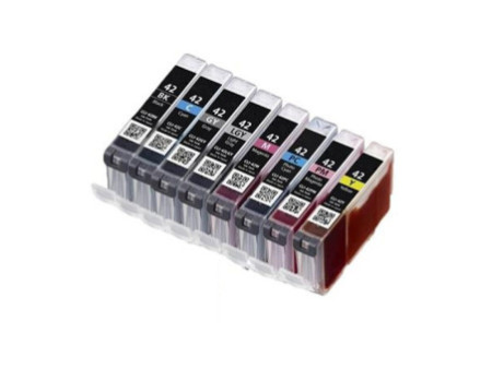 Cartouches compatibles Canon CLI-42 - Pack de 8 Cartouches (bk/c/m/y/pm/pc/gy/lgy)