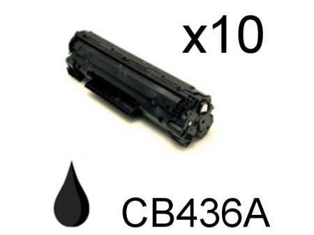 Lot de 10 toners compatibles HP CB436A - Noir (2000 pages)