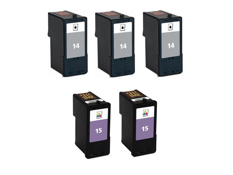 Lot de 5 cartouches compatibles Lexmark 14 + 15