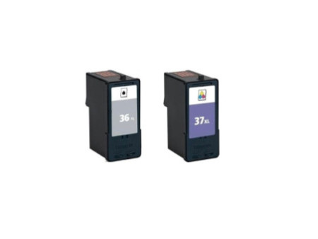 Lot de 2 cartouches compatible Lexmark 36XL + 37XL