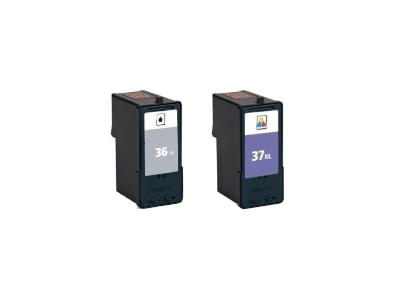 Lot de 2 cartouches compatible Lexmark 36XL + 37XL