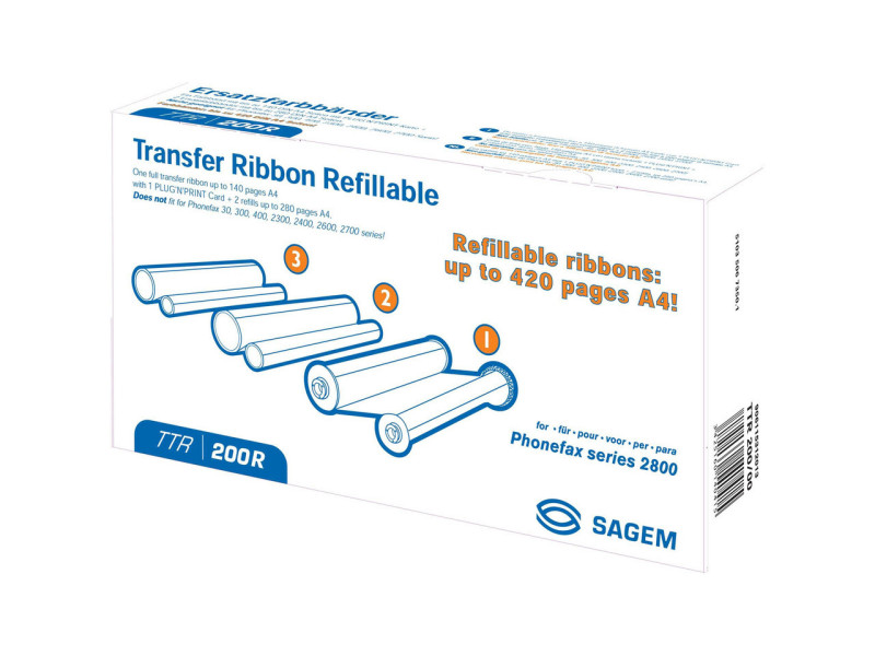 Ruban transfert thermique SAGEM TTR200R Noir (lot de 2)