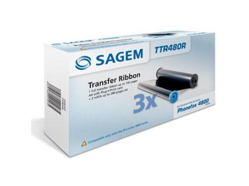Ruban transfert thermique SAGEM TTR480R Noir (lot de 3)