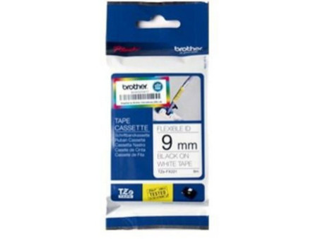 RUBAN PTOUCH NOIR/BLANC  9MM LAMINE FLEXIBLE 8M TZEFX221