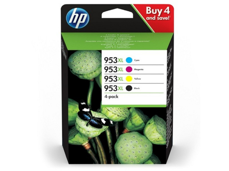 Cartouche Jet d'encre HP N°953XL (1 Noir + 1 Cyan + 1 Magenta + 1 Jaune) (*4) 3HZ52AE