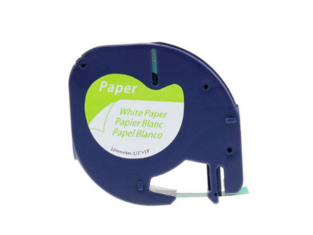 Ruban compatible DYMO Letra Tag , 12 mm x 4 m, en papier, blanc