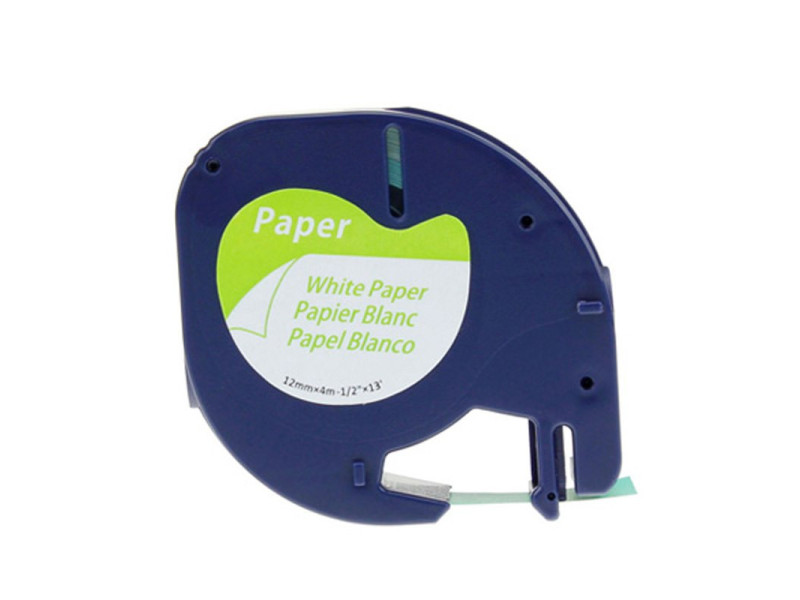 Ruban compatible DYMO Letra Tag , 12 mm x 4 m, en papier, blanc