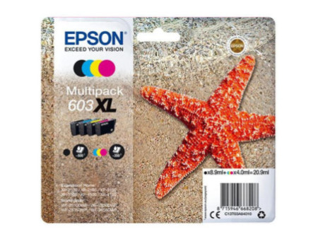 PACK 4 CART 603XLCMYN STARFISHsx ALARME 500 PAGES XP-21S/31S/41S WF2830/2835/2850DWF C13T03A64020