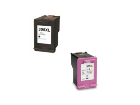 Lot de 2 cartouches compatibles HP 305XL - noir (15ml) et couleur (21ml)