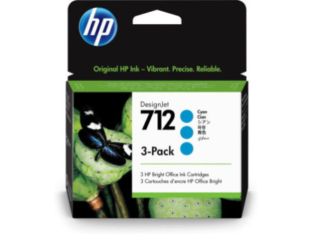 Cartouche Jet d'encre HP 712 Cyan (*3) 3ED77A