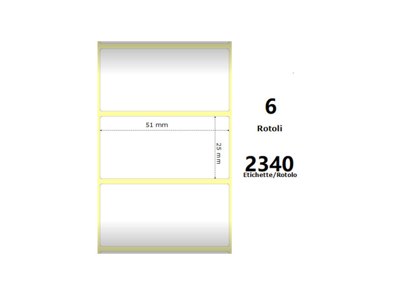 Ruban compatible Zebra ZE10010028 - 51mm x 25.5mm  - Blanc - lot de 6