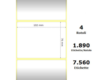 Ruban compatible Zebra ZE880170-076 - 102mm x 76mm  - Blanc - lot de 4