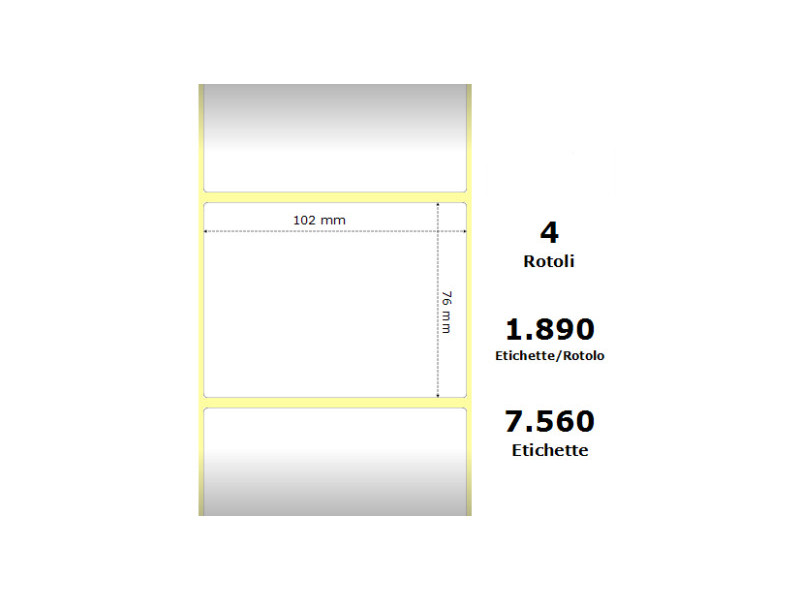Ruban compatible Zebra ZE880170-076 - 102mm x 76mm  - Blanc - lot de 4