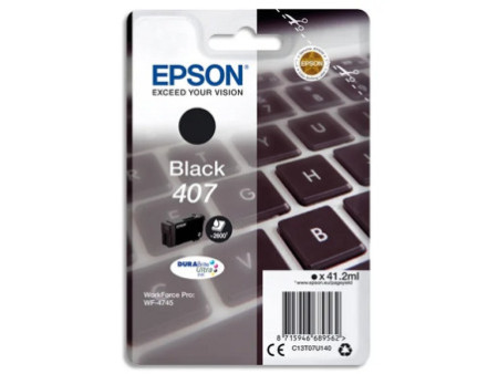 Cartouche Epson 407 NOIR CLAVIER 41,2ml WF-4745 Series C13T07U140