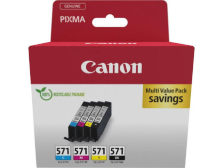 Cartouche Jet d'encre Noir Cyan Magenta Jaune CANON CLI-571 (*4) 0386C009
