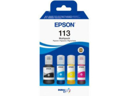 Bouteille d'encre Noir Cyan Magenta Jaune EPSON 113 (*4) C13T06B640