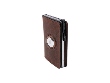 CLICKSAFE Portefeuille SLIM avec logement AirTag, marron