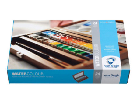 ROYAL TALENS Coffret en bois aquarelle Van Gogh, set de 24