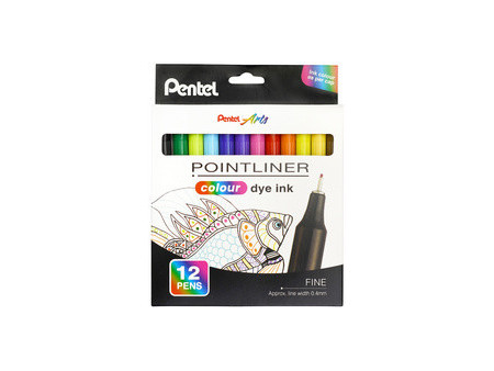 PentelArts Feutre POINTLINER colour dye ink, étui de 24