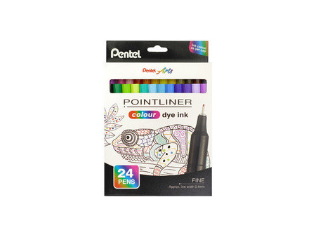 PentelArts Feutre POINTLINER colour dye ink, étui de 24