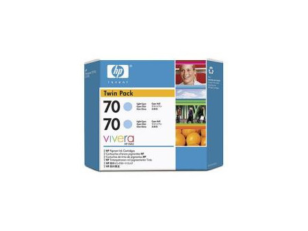 Twin Pack HP 70 - Cyan clair (130ml - Pack 2)