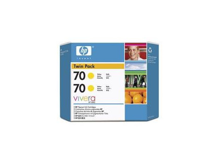 Twin Pack HP 70 - Jaune (130ml - Pack 2)