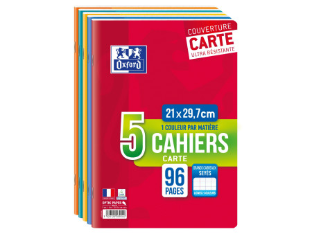 Oxford Cahier piqûre, A4, Seyès, 96 pages, lot de 5