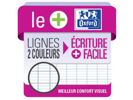 Oxford Cahier piqûre, A4, Seyès, 96 pages, lot de 5