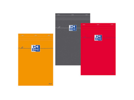 Oxford Bloc-notes, A4, quadrillé, 80 feuilles, gris