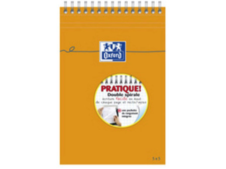 Oxford Bloc-notes, A5, quadrillé, 80 feuilles, reliure
