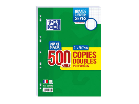 Oxford Copies doubles perforées, A4, Seyès, MAXI PACK