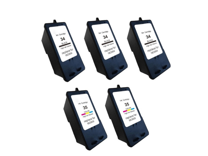 Lot de 5 cartouches compatibles Lexmark 34XL + 35XL