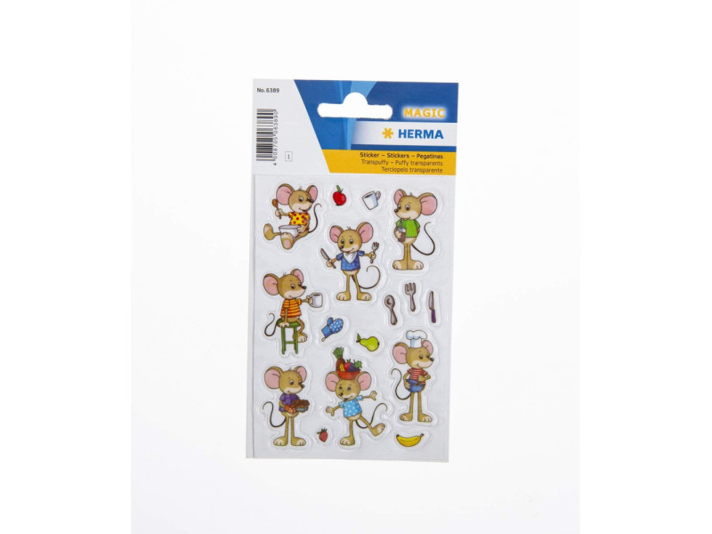 HERMA Stickers MAGIC "souris amusantes", transpuffy