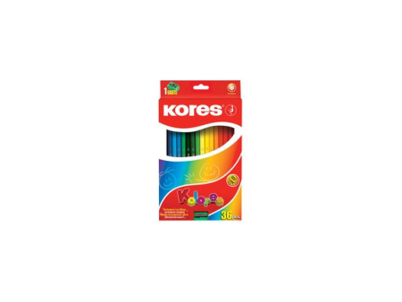 Kores crayons de couleur, étui en carton de 6, 6 côtés