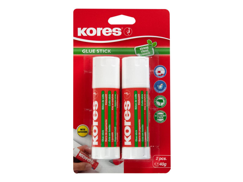 Kores Bâton de colle Premium, 2 x 40 g, sous carte blister