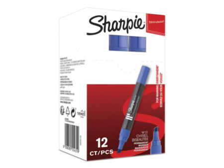 Sharpie W10 marqueur permanent, pointe biseautée, bleu
