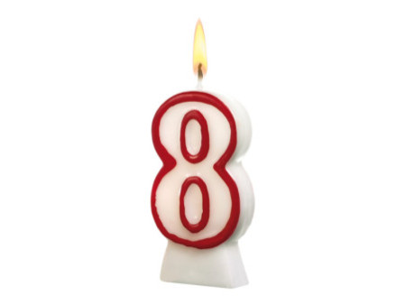 SUSY CARD Bougie chiffre "8", en cire, hauteur: 85 mm