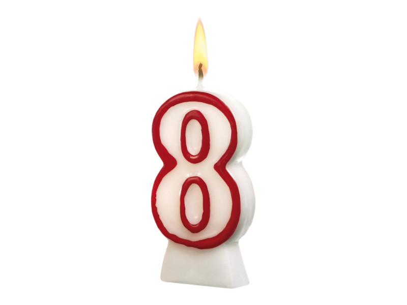 SUSY CARD Bougie chiffre "8", en cire, hauteur: 85 mm