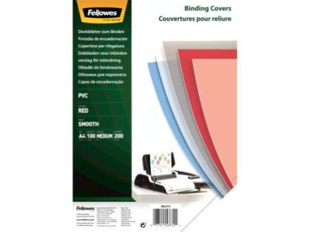 Fellowes Couverture, A4, PVC, rouge - transparent, 0,20 mm