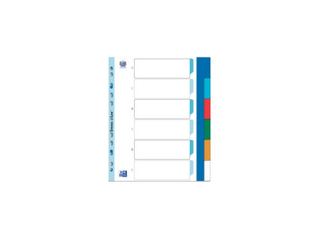 Oxford Intercalaires en plastique, uni, A4+, 6 touches